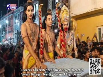 Dussehra Celebrated with Devotion at Karachi’s Swami Narayan Mandir, Ravana Effigy Burned