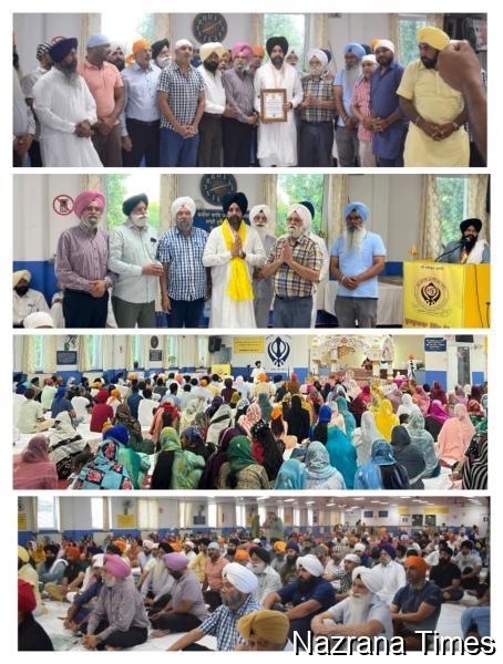 ਗੁਰਦੁਆਰਾ ਸਿੱਖ ਸੈਂਟਰ ਫਰੈਂਕਫੋਰਟ ਜਰਮਨੀ ਵਿਖੇ ਭਾਈ ਸਰਬਜੀਤ ਸਿੰਘ ਧੁੰਦਾ ਨੂੰ ਪ੍ਰੋਫੈਸਰ ਗੁਰਮੁਖ ਸਿੰਘ ਯਾਦਗਾਰੀ ਗੋਲਡ ਮੈਡਲ ਦੇ ਕੇ ਕੀਤਾ ਸਨਮਾਨਿਤ।