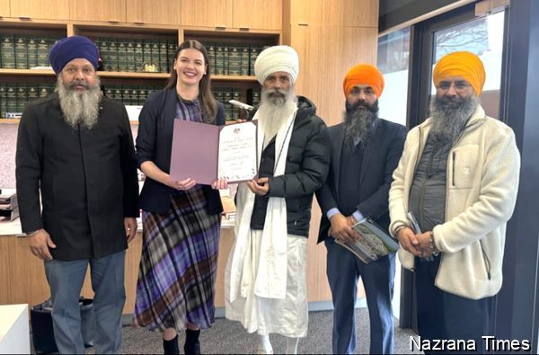 ਮੈਲਬੌਰਨ ਵਿਚ ਫੈਡਰਲ ਮੈਂਬਰ ਆਫ ਗਾਰਟਨ ਐਲਿਸ ਜਾਰਡਨ ਬੇਅਰਡ ਵੱਲੋਂ ਸੰਤ ਬਾਬਾ ਸੁੱਖਾ ਸਿੰਘ ਜੀ ਦਾ ਸਨਮਾਨ