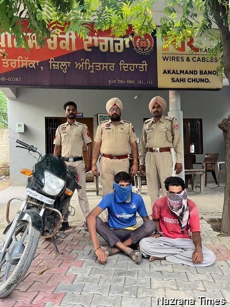 ਪੁਲੀਸ ਚੌਂਕੀ ਟਾਂਗਰਾ ਨੇ ਚੋਰੀ ਦੇ ਮੋਟਰਸਾਈਕਲ ਸਮੇਤ ਦੋ ਵਿਅਕਤੀਆਂ ਨੂੰ ਕਾਬੂ ਕੀਤਾ।
