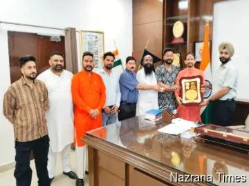 ਰਾਸ਼ਟਰੀ ਭਗਵਾਂ ਸੈਨਾ ਸੰਗਠਨ ਵੱਲੋਂ ਐਸਐਸਪੀ ਦਿਹਾਤੀ ਮਨਿੰਦਰ ਸਿੰਘ ਦਾ ਸਨਮਾਨ